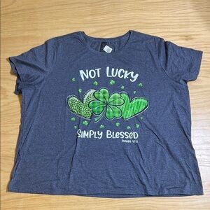 Gray T-Shirt with Green Shamrock Design
